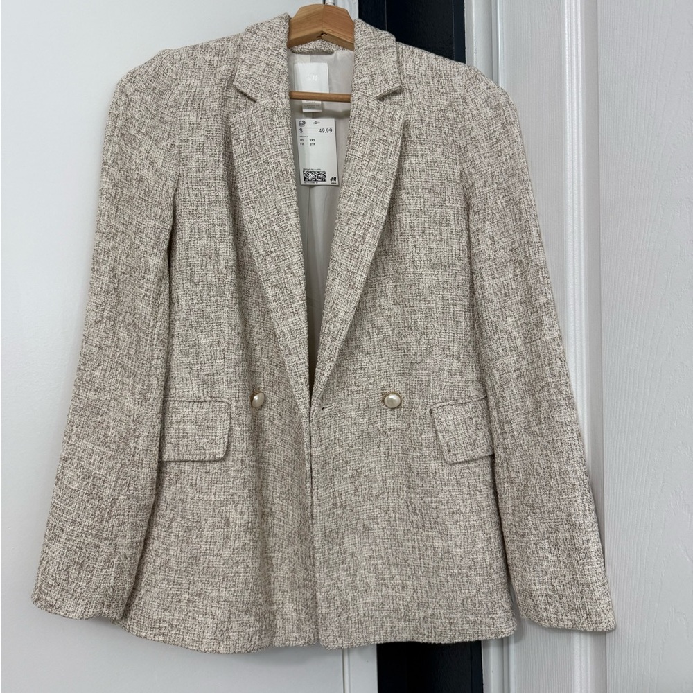 Zara Textured Cream Blazer